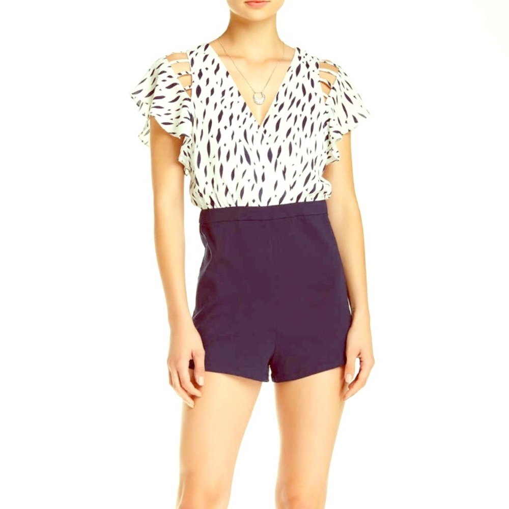 Navy and white romper